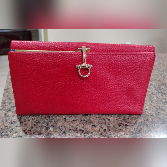 VERA PELLE Leather Checkbook Wallet Red  Multicolor Credit Card & Coin H… - Picture 8 of 10